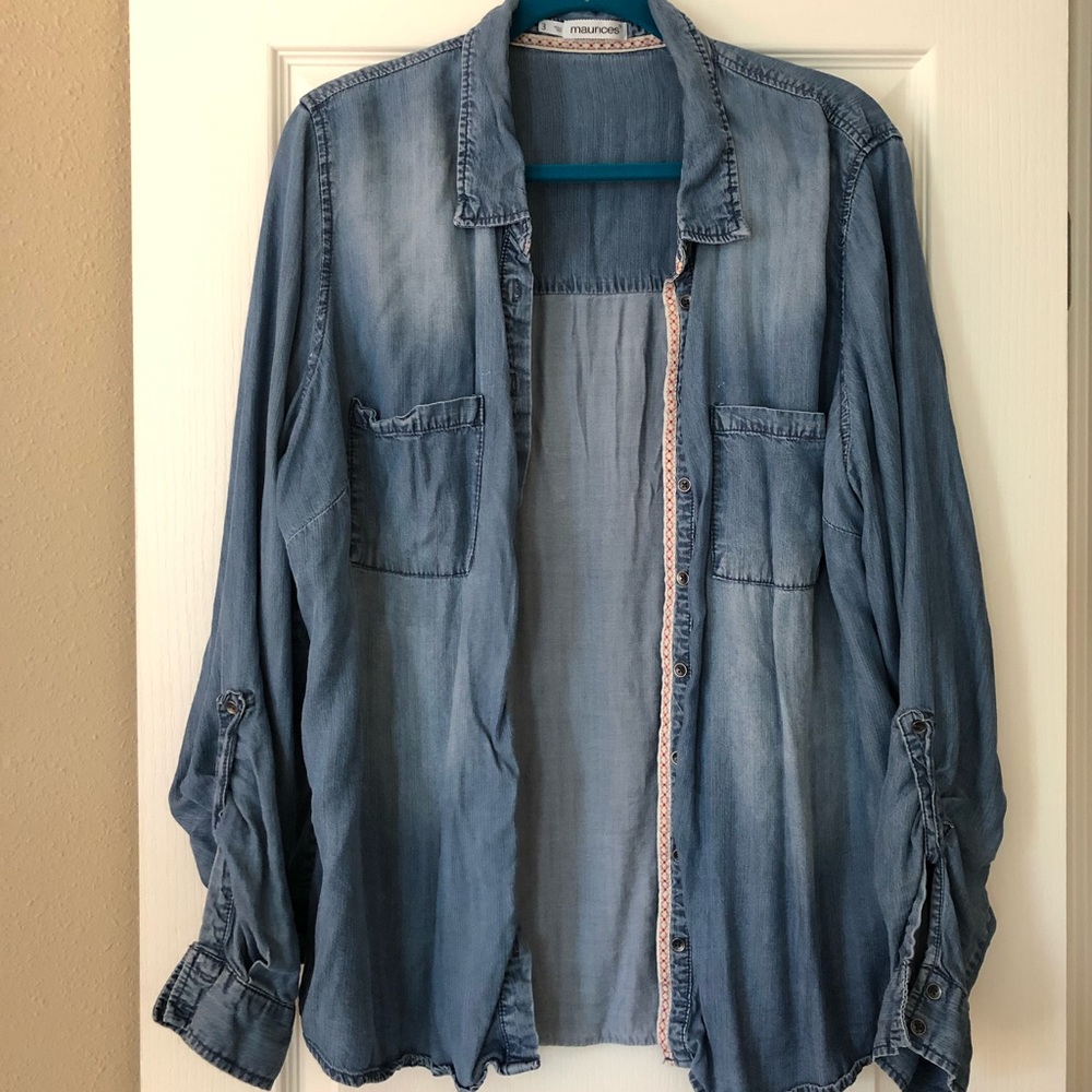 Jean shirt.